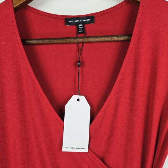 Universal Standard Women's Size 4XS/00-0 Red Faux Wrap Long Sleeve Top NWT - Picture 3 of 7